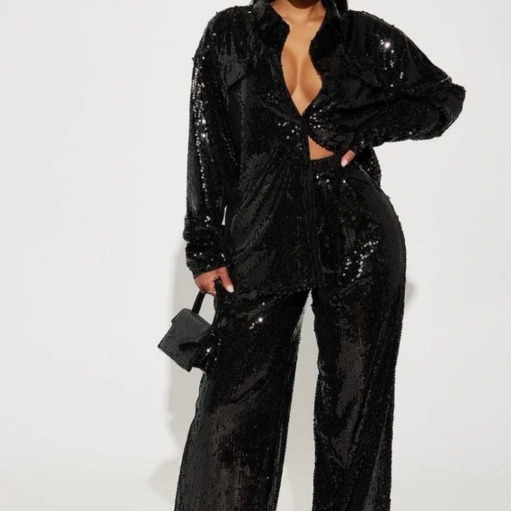 The Porter Collective Black  Sequin Women's Pant Set